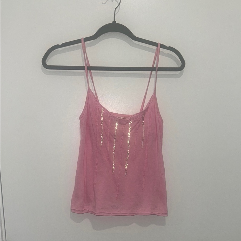 Vintage Hollister Pink Sequin-Detail Cami Tank Top size small